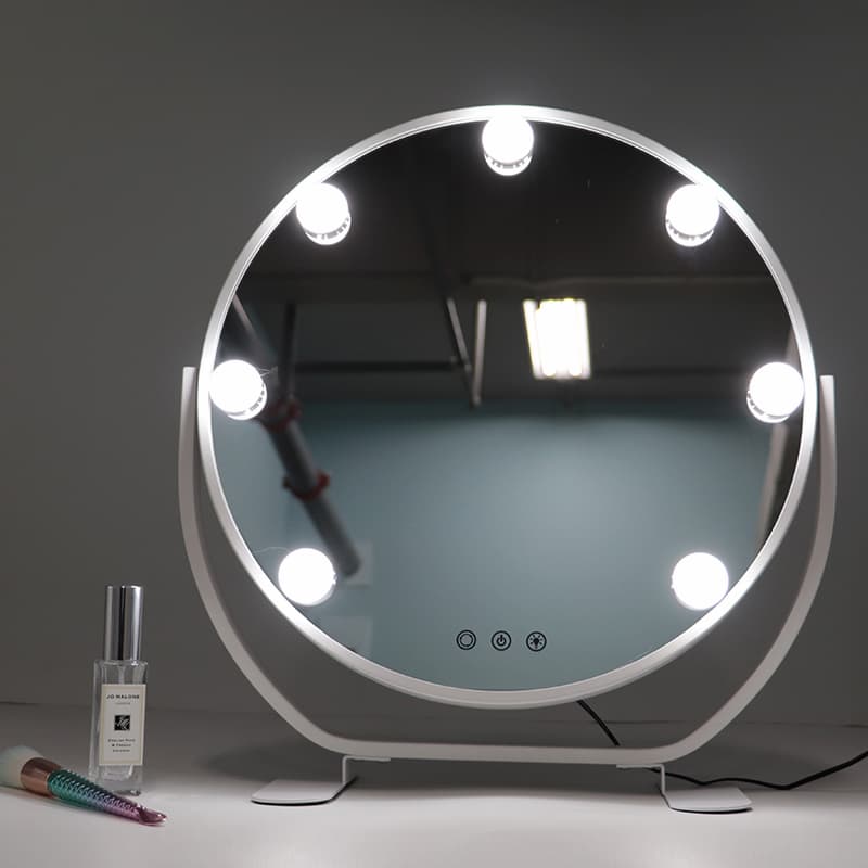 DP364 شكل دائري إطار معدني قاعدة هوليوود مرآة الغرور مرآة مع أضواء